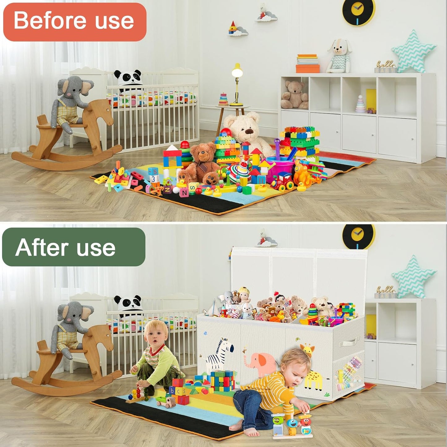 Large Toy Storage Box - Toy Chest Organizers Box with Lid Dividers