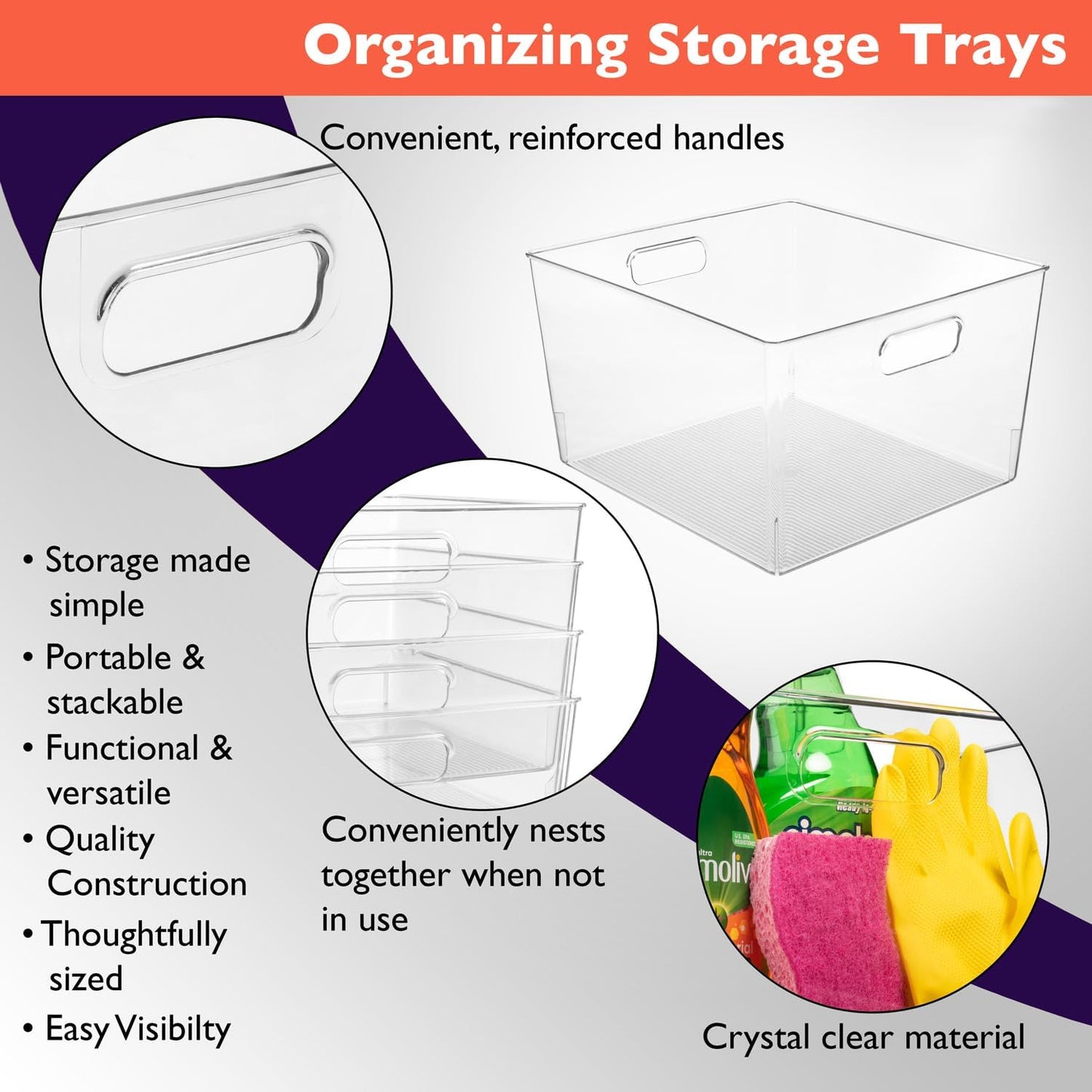 XL Clear Plastic Storage Bins - 2 Pack