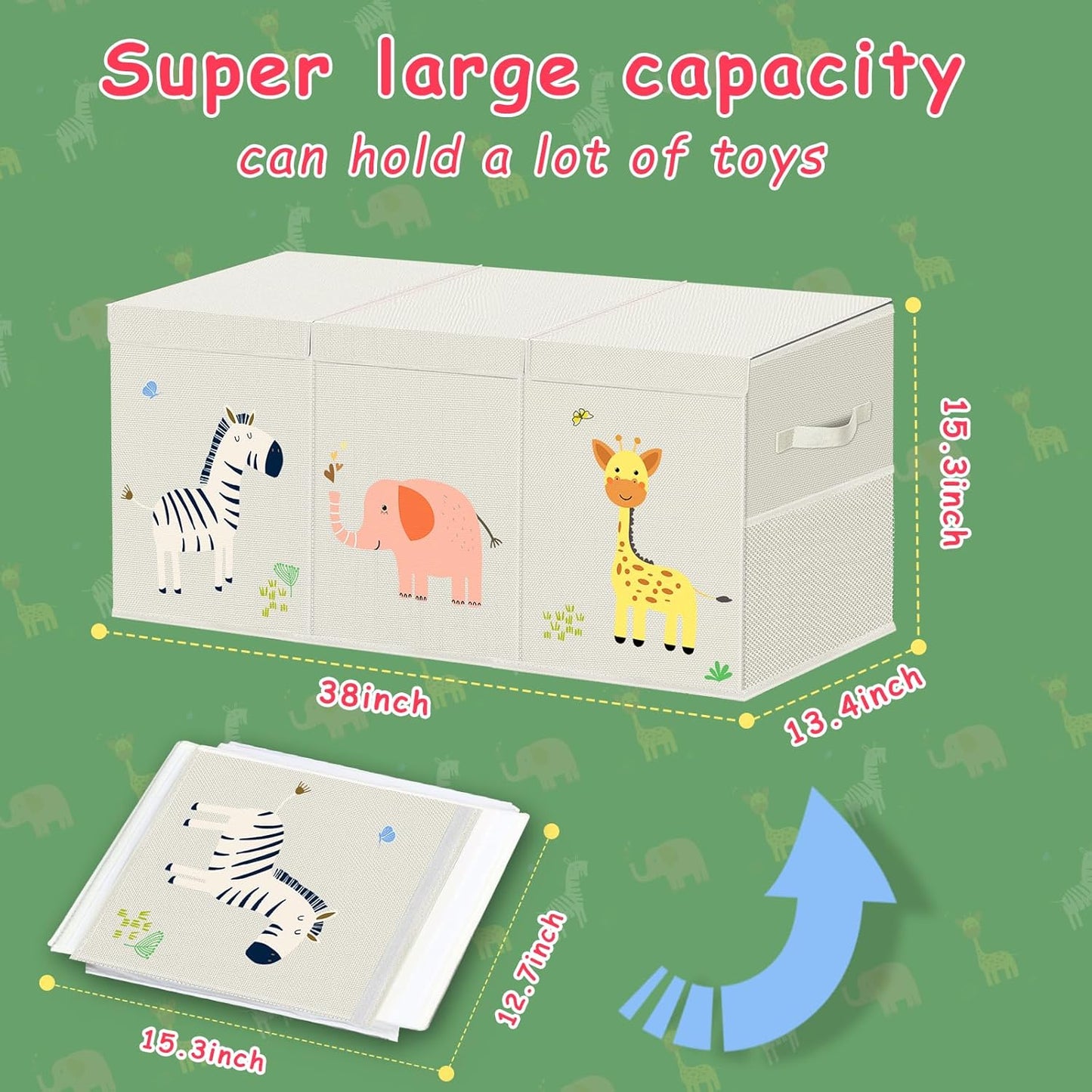 Large Toy Storage Box - Toy Chest Organizers Box with Lid Dividers