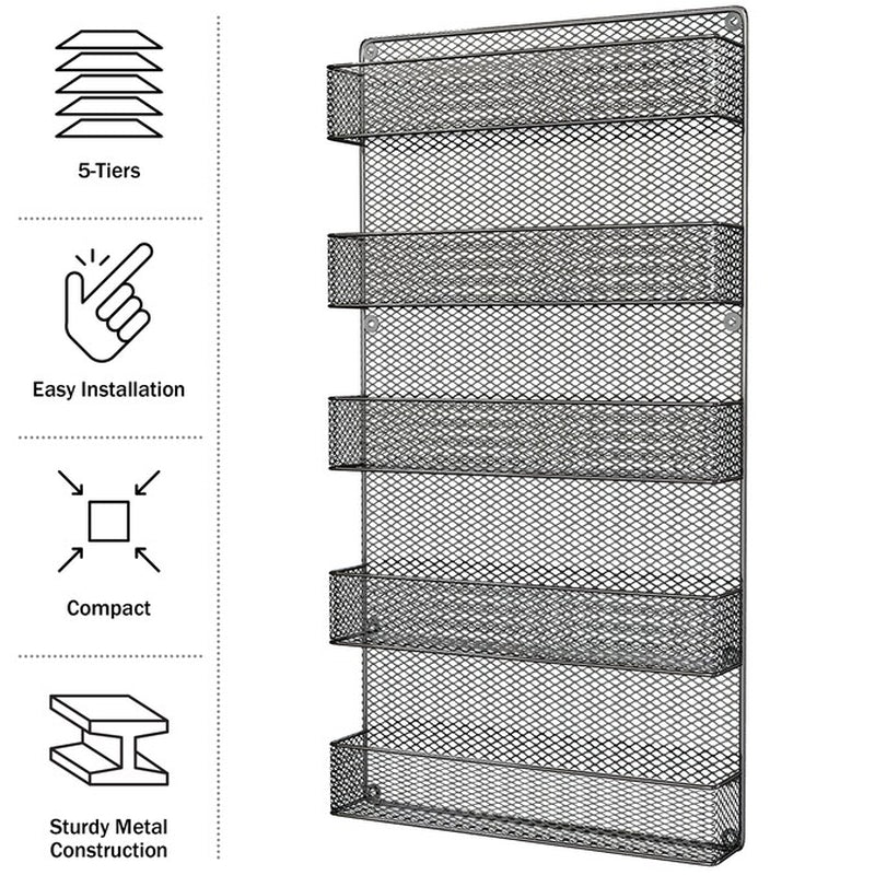 Tier Hook-On Black Metal Spice Rack
