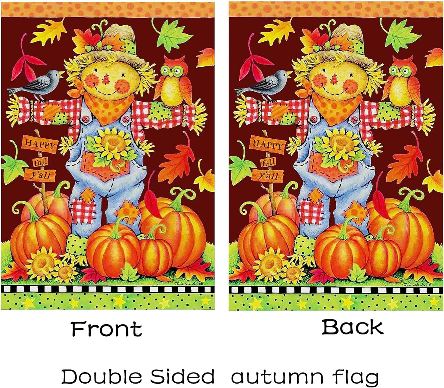 Fall House Flags Autumn Flag Scarecrow Harvest Pumpkin Yard Decorations Happy Fall Garden Flags 28 X 40 Inch Large Yard Flags