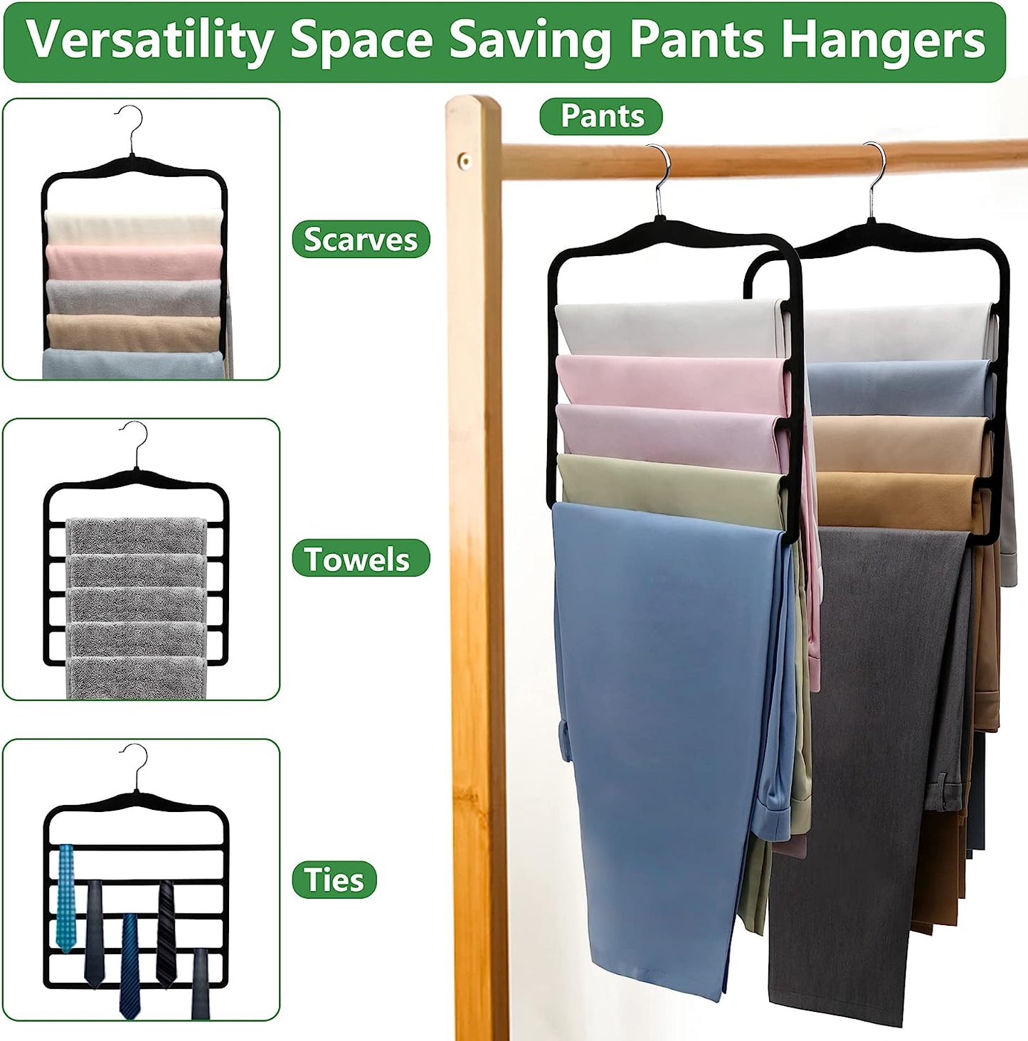 3 Pack Organization and Storage Pants-Hangers-Space-Saving