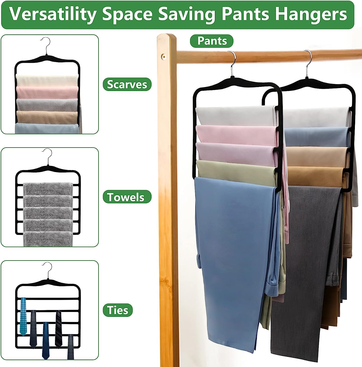3 Pack Organization and Storage Pants-Hangers-Space-Saving