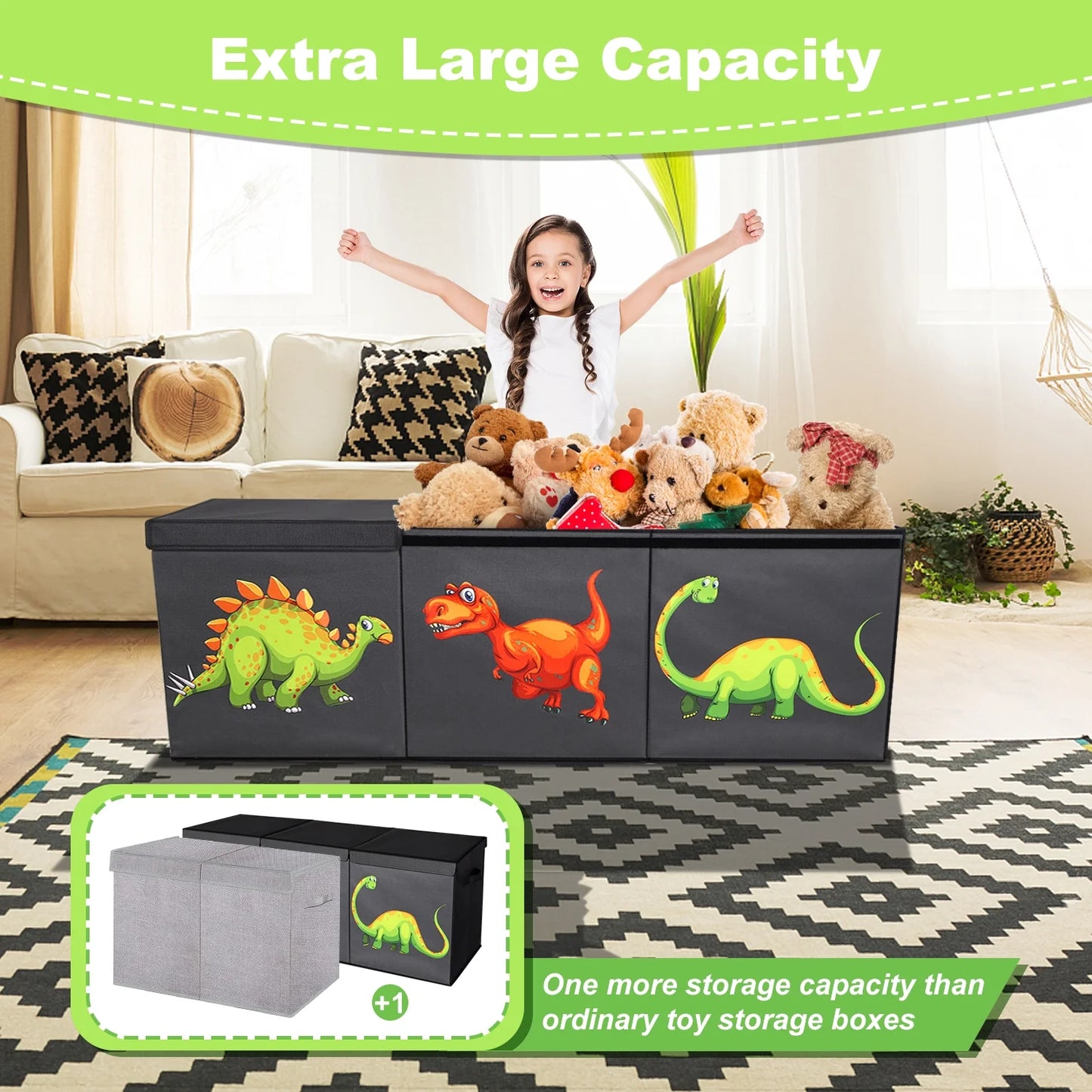Large Toy Box Chest Storage with Lids,40.6X16.5X14.2"Toy Storage Organizer