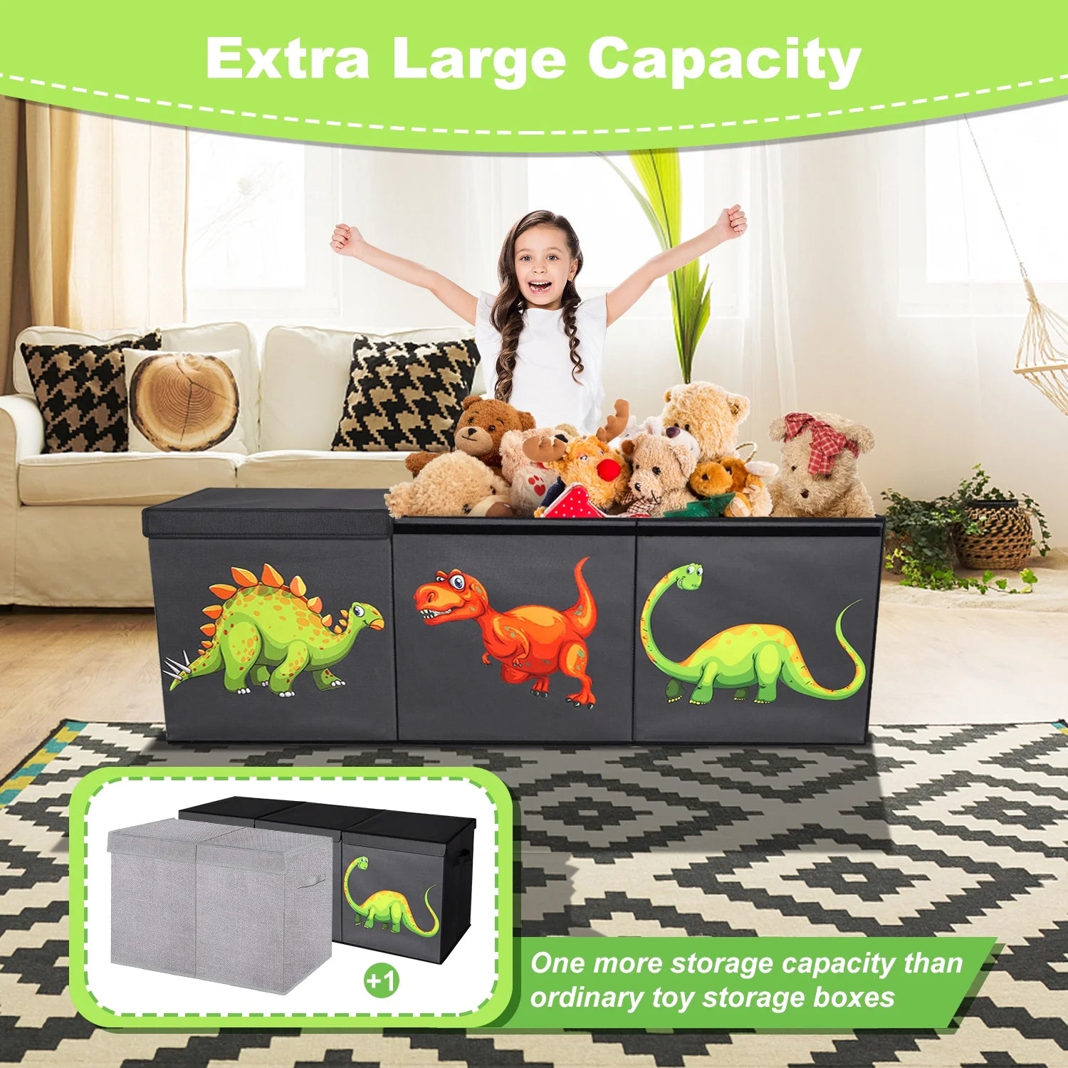 Large Toy Box Chest Storage with Lids,40.6X16.5X14.2"Toy Storage Organizer