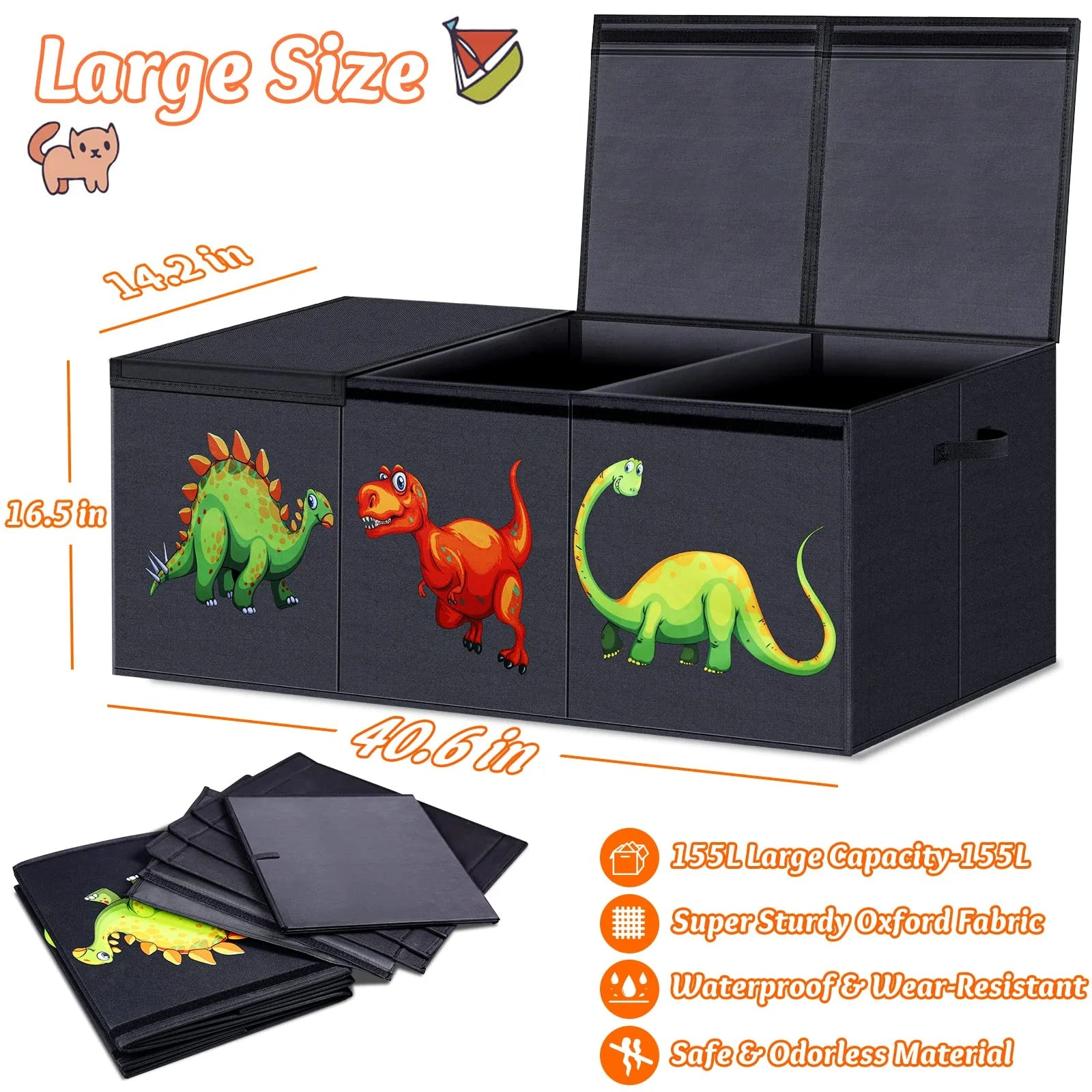 Large Toy Box Chest Storage with Lids,40.6X16.5X14.2"Toy Storage Organizer