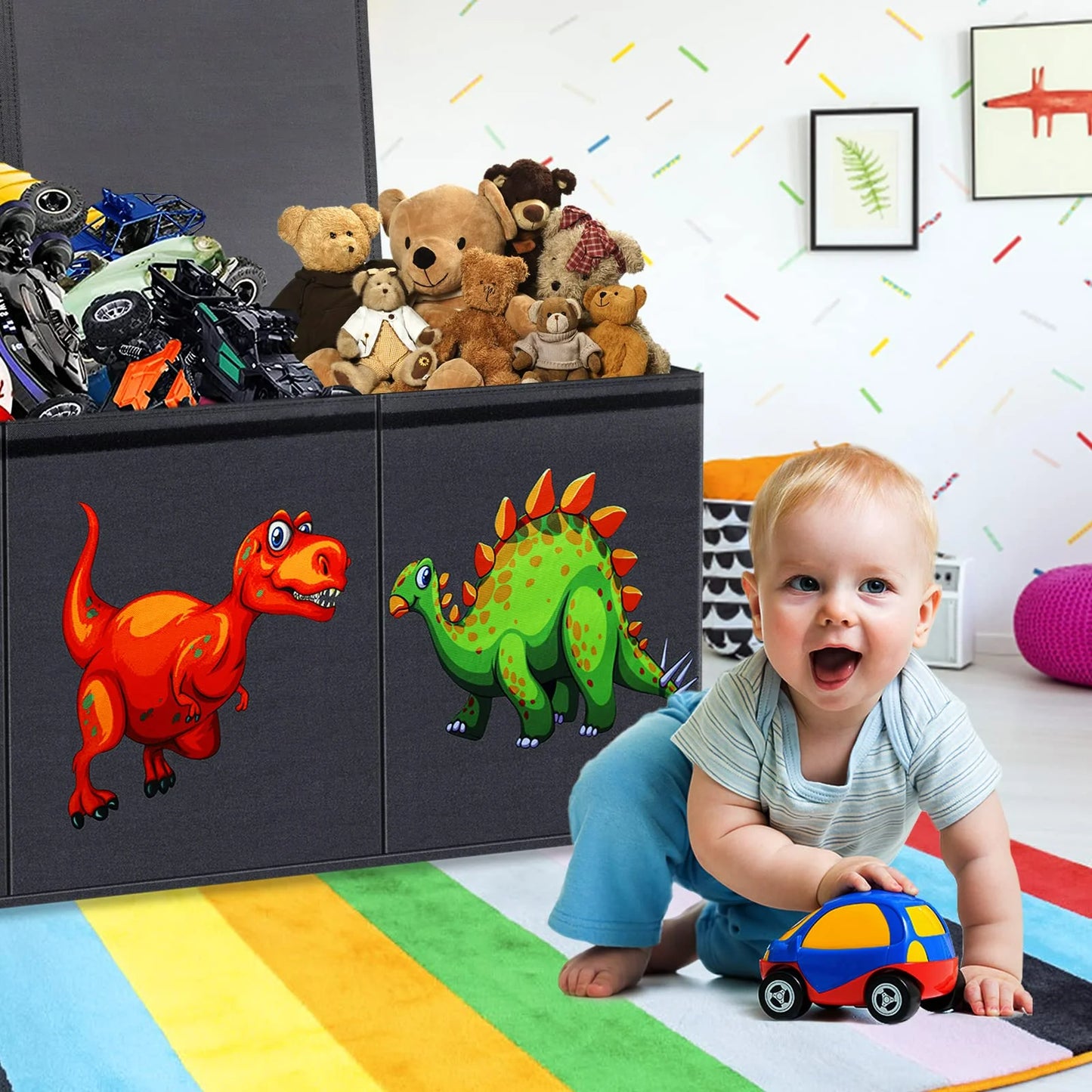 Large Toy Box Chest Storage with Lids,40.6X16.5X14.2"Toy Storage Organizer