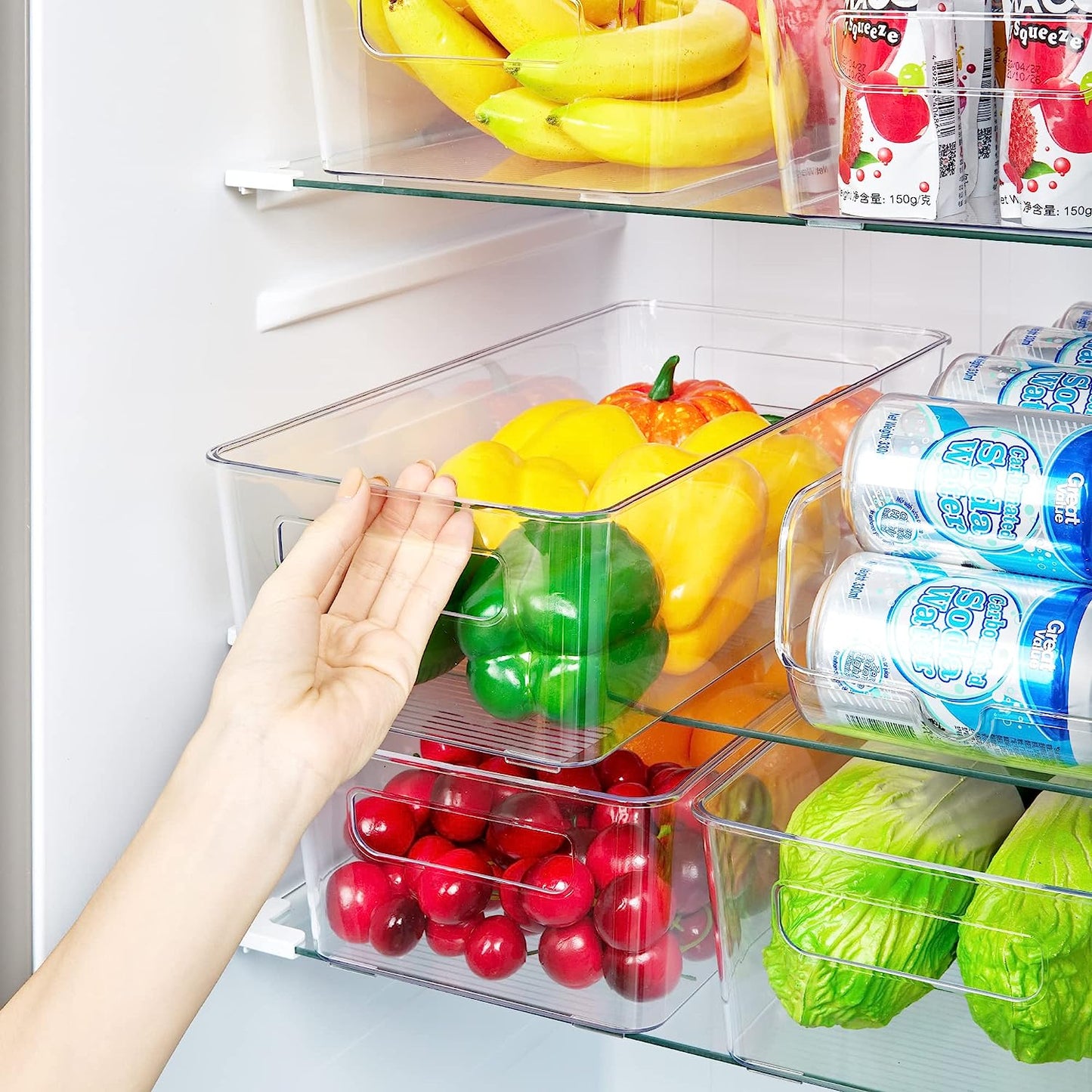 Set of 8 - Refrigerator Organizer Bins with Handles