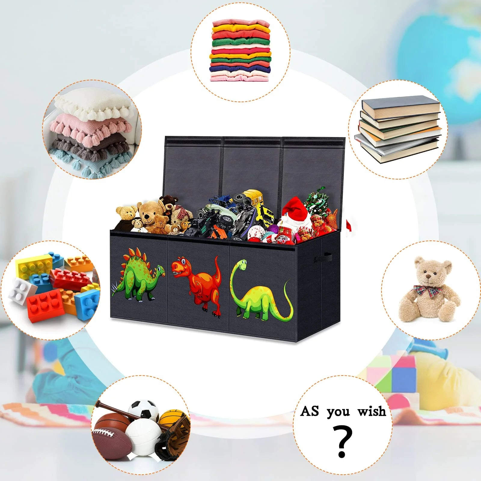 Large Toy Box Chest Storage with Lids,40.6X16.5X14.2"Toy Storage Organizer