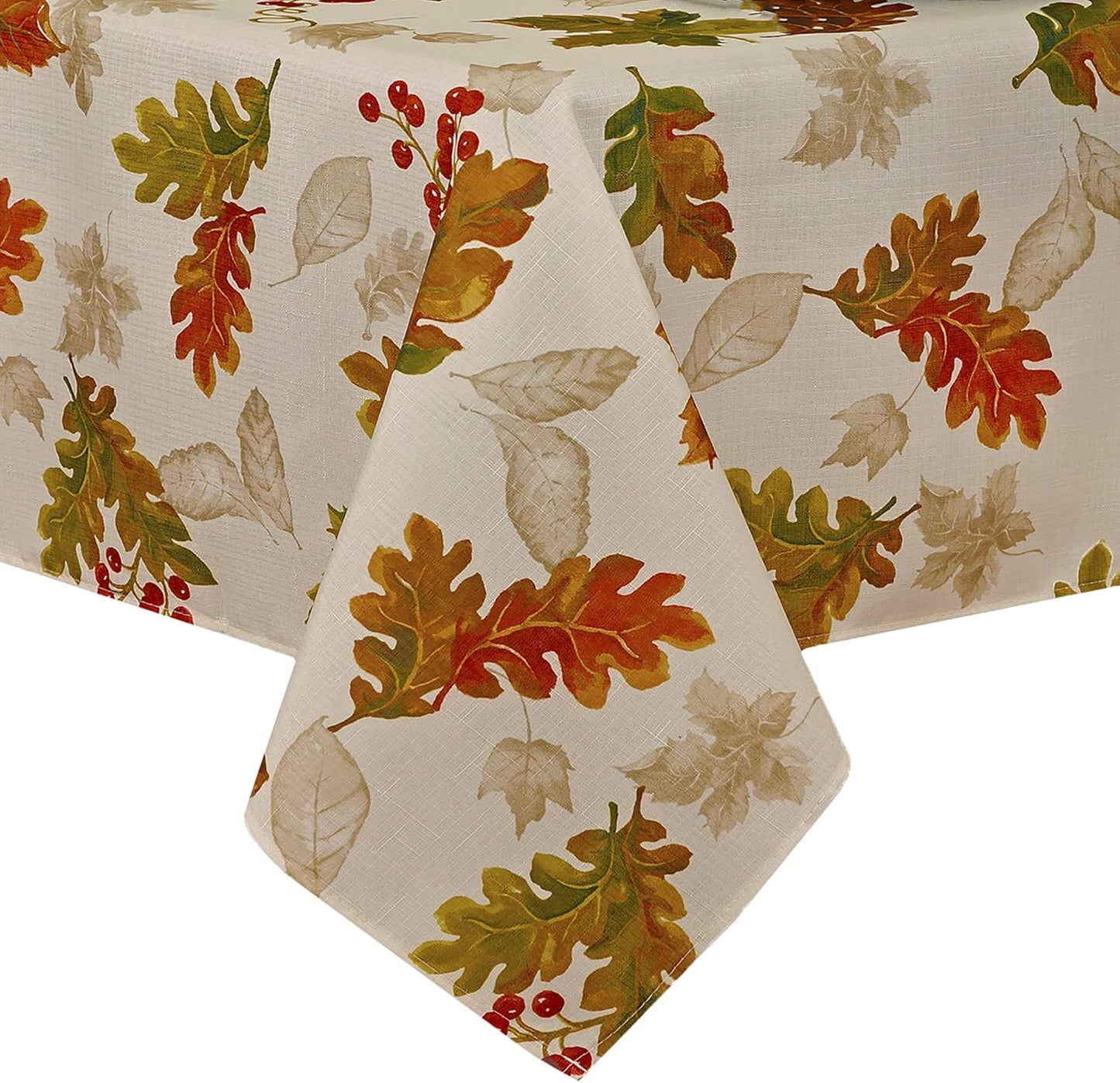 Home Fashions Swaying Leaves Printed Fall Tablecloth, Autumn Table Decor, Square, 52 in X 52