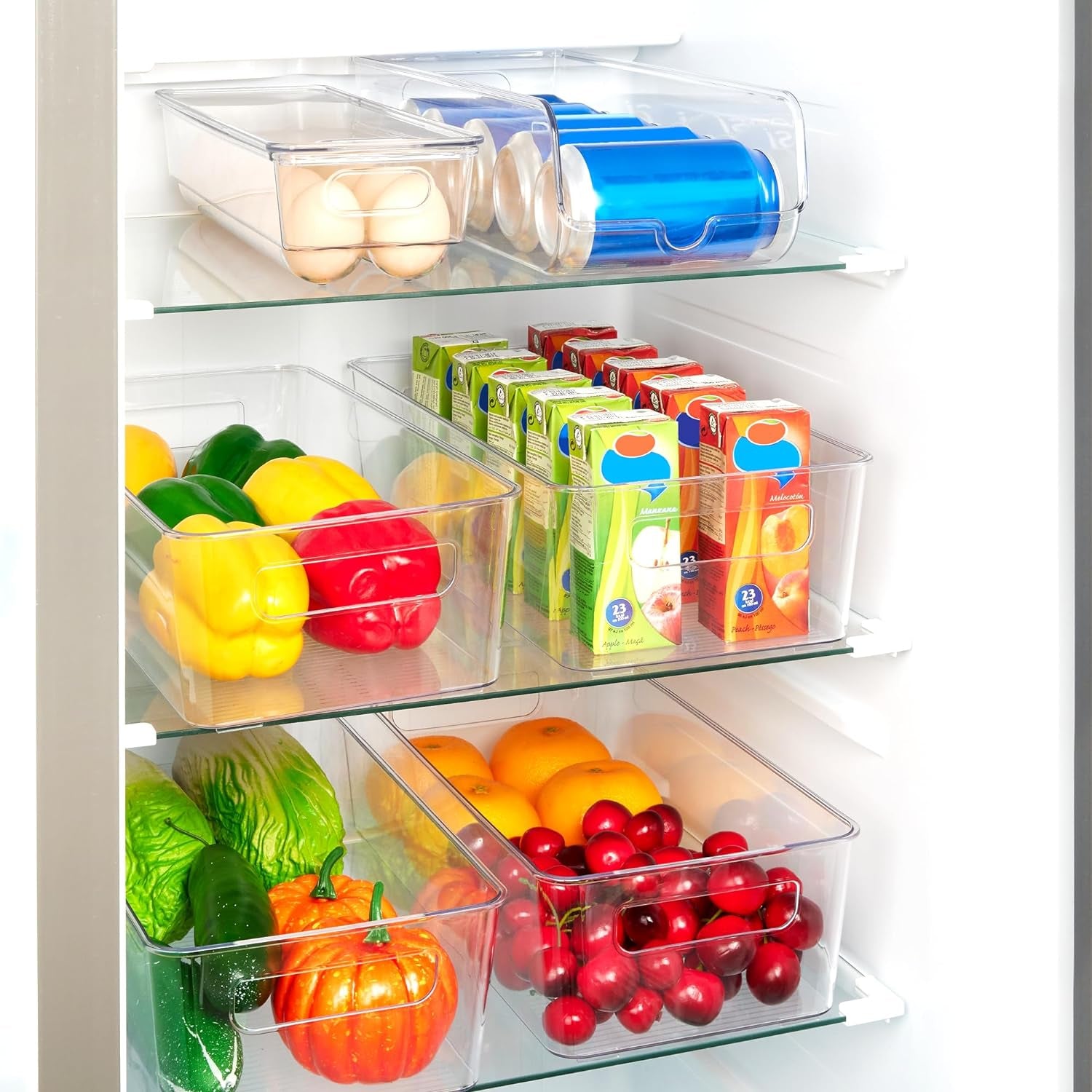 Set of 8 - Refrigerator Organizer Bins with Handles