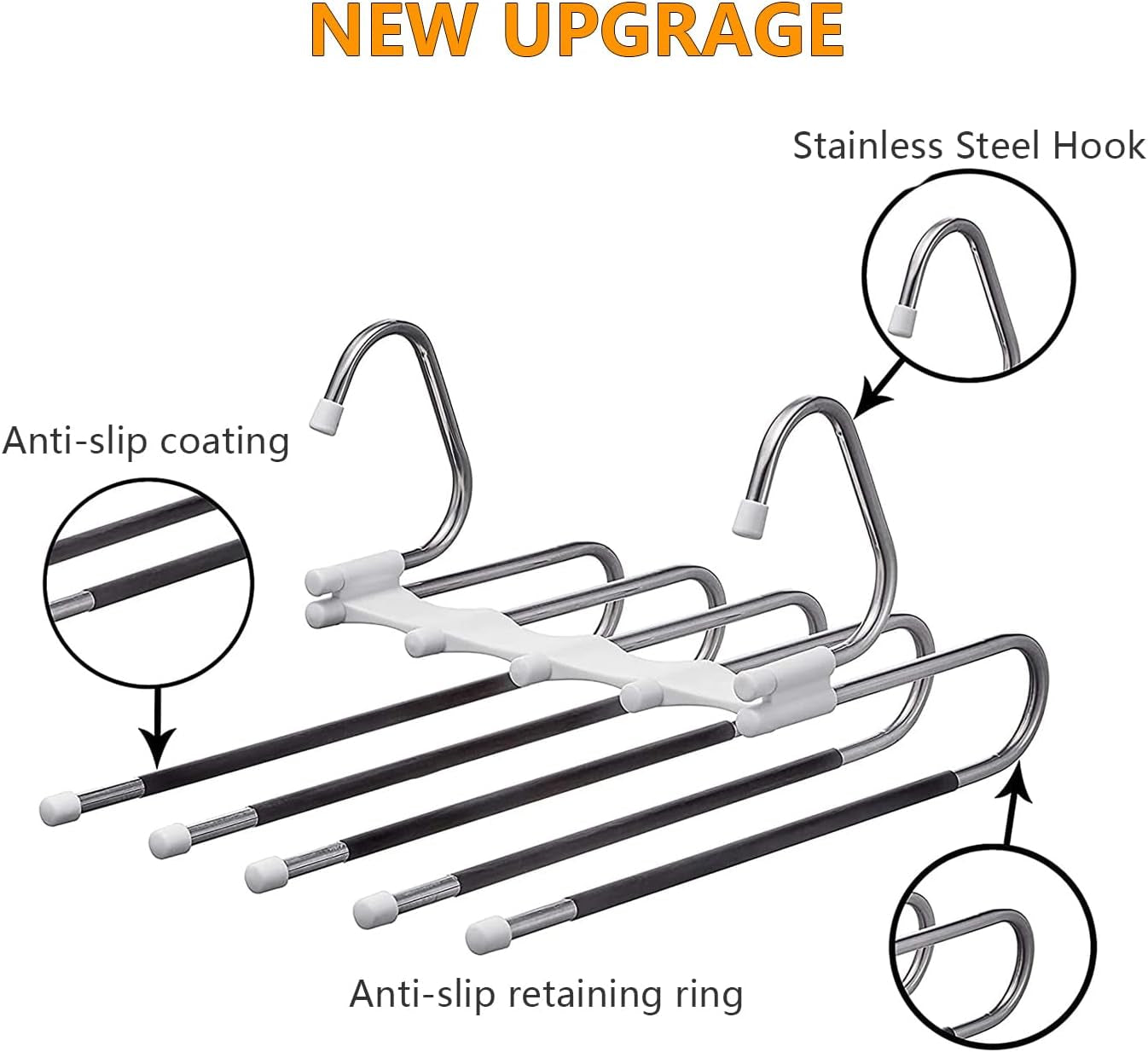 Pants Hangers 2 Pack Space Saving Metal Closet Organizer