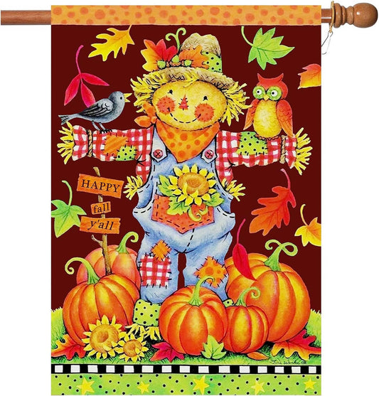 Fall House Flags Autumn Flag Scarecrow Harvest Pumpkin Yard Decorations Happy Fall Garden Flags 28 X 40 Inch Large Yard Flags