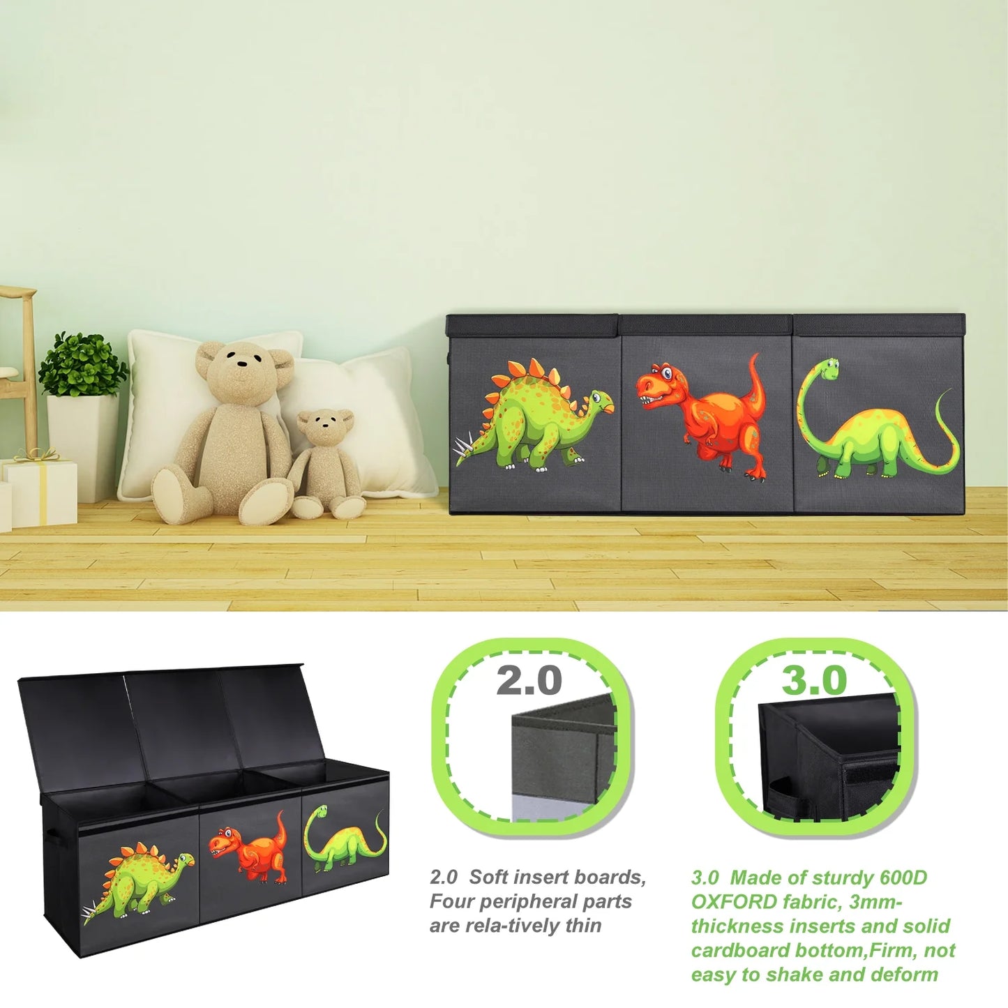 Large Toy Box Chest Storage with Lids,40.6X16.5X14.2"Toy Storage Organizer