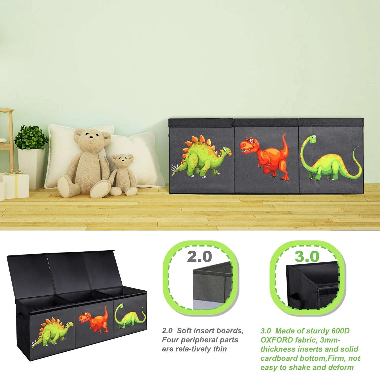 Large Toy Box Chest Storage with Lids,40.6X16.5X14.2"Toy Storage Organizer