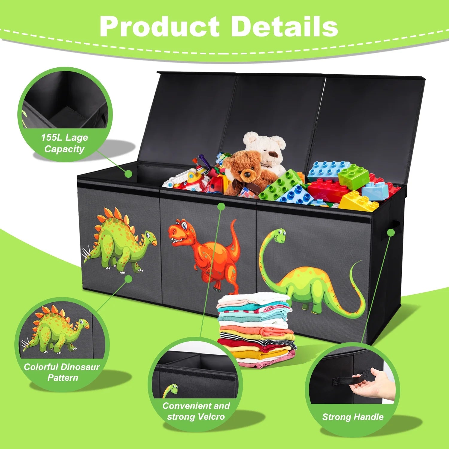 Large Toy Box Chest Storage with Lids,40.6X16.5X14.2"Toy Storage Organizer