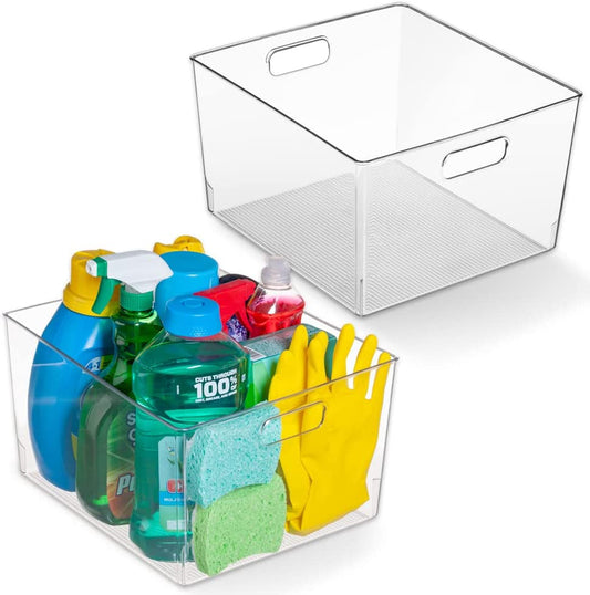 XL Clear Plastic Storage Bins - 2 Pack 