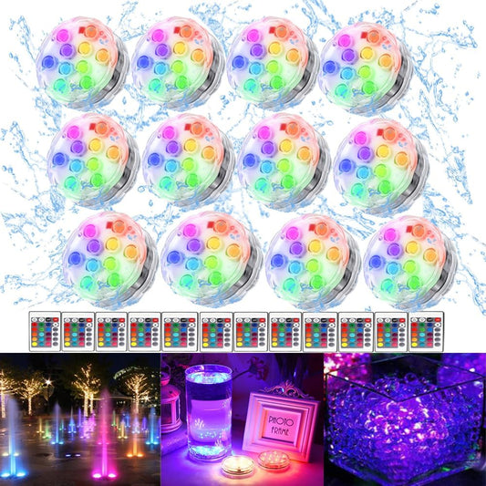 Submersible LED Lights with Remote Control, 16 Colors Changing Waterproof LED Tea Lights, Pool Lamp Battery Operated Underwater Pond Light for Aquarium Garden Wedding Party