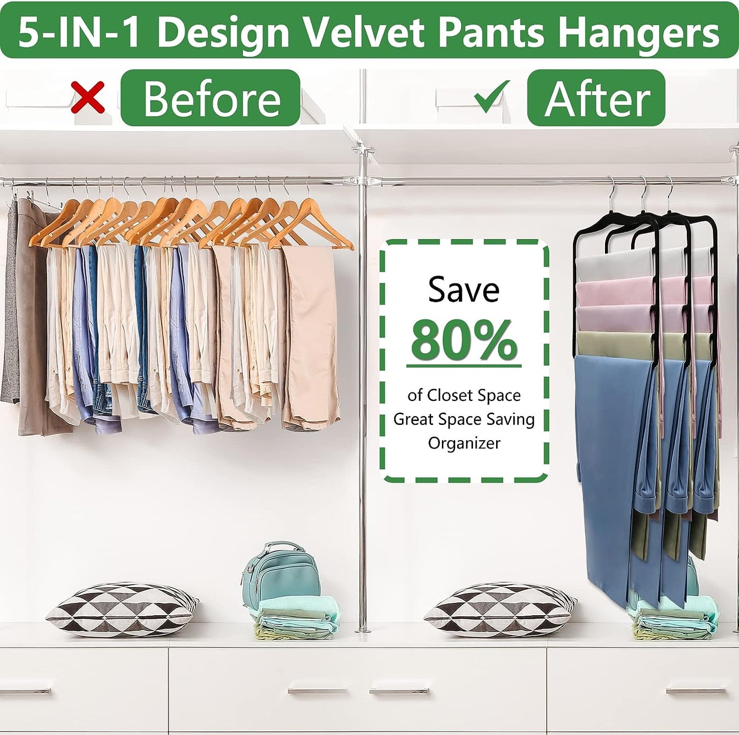 3 Pack Organization and Storage Pants-Hangers-Space-Saving