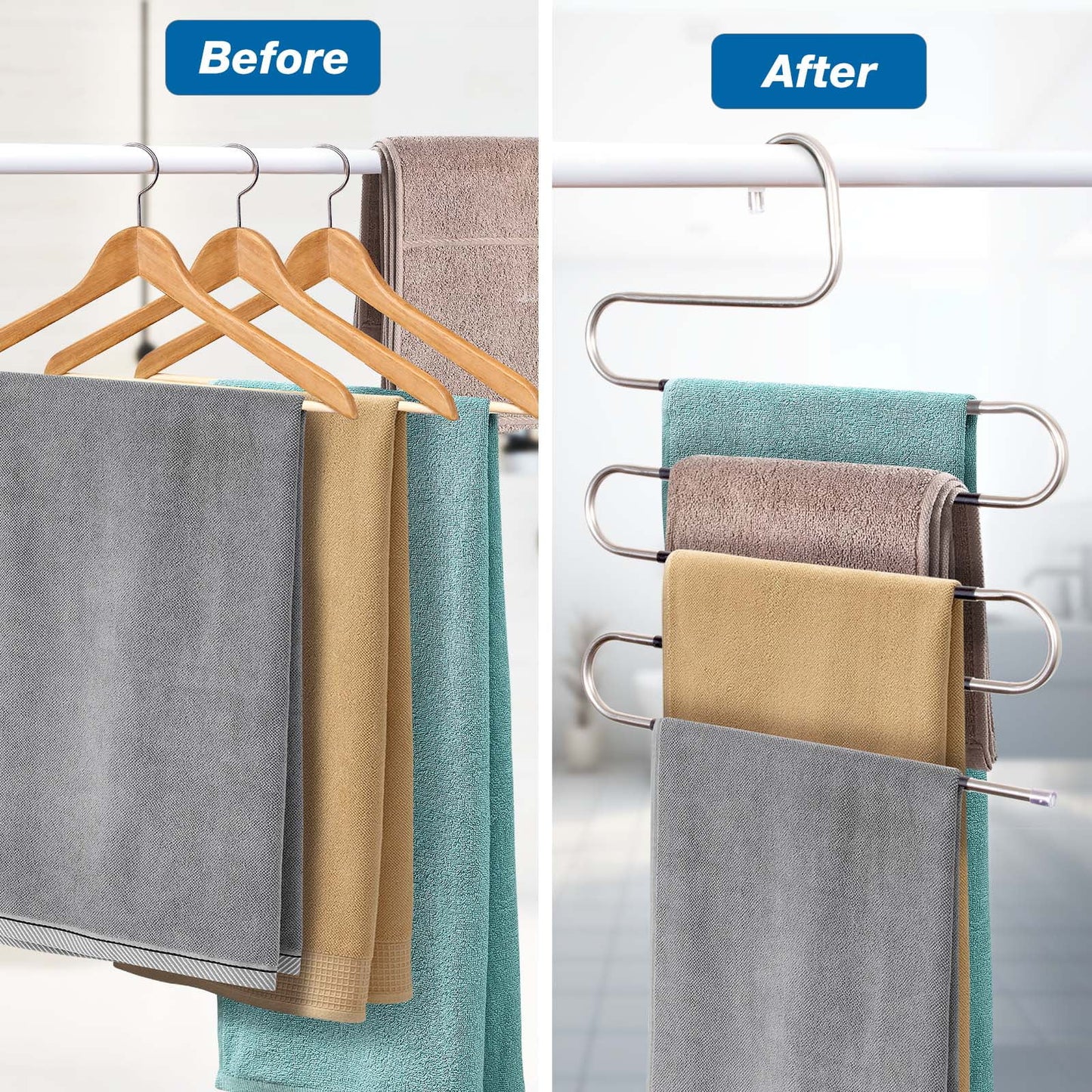  6Pcs Stainless Steel Pants Hangers Space Saving 