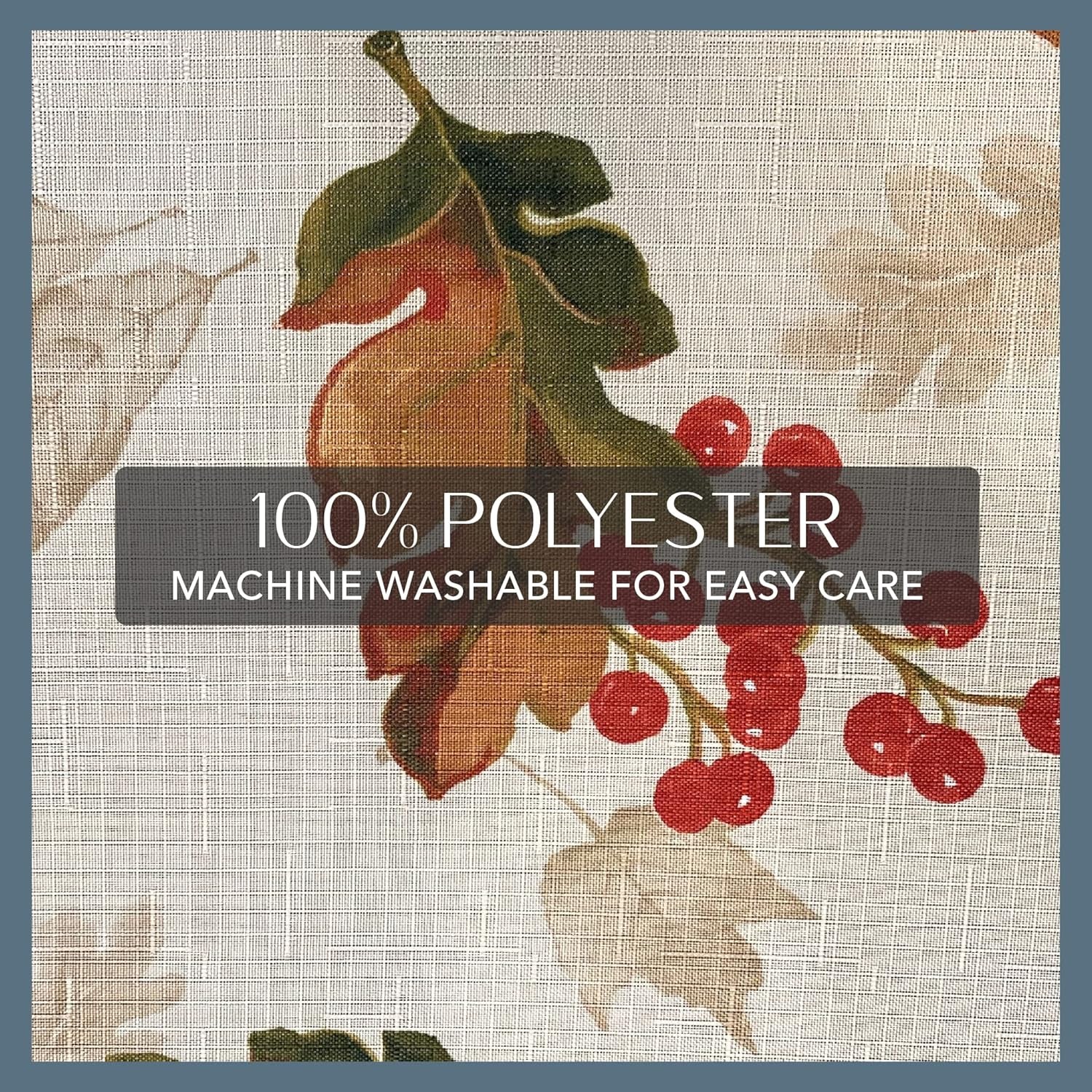 Home Fashions Swaying Leaves Printed Fall Tablecloth, Autumn Table Decor, Square, 52 in X 52