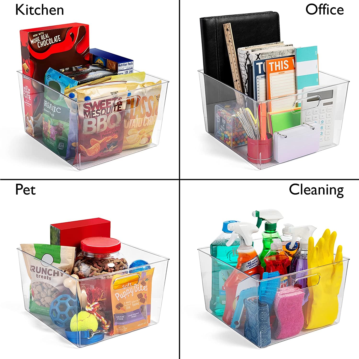 XL Clear Plastic Storage Bins - 2 Pack 