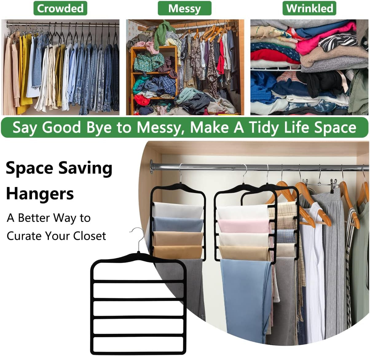 3 Pack Organization and Storage Pants-Hangers-Space-Saving