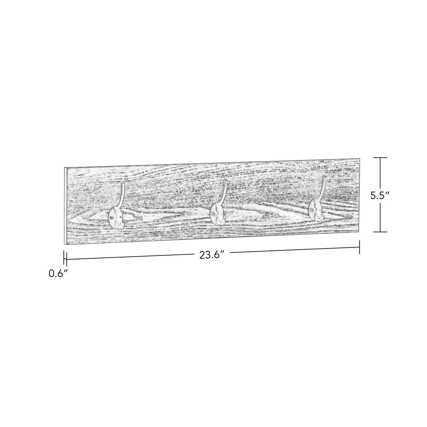 2Pc 3-Hook Coat Rack Wall Mount Organizer - Weathered Woodgrain