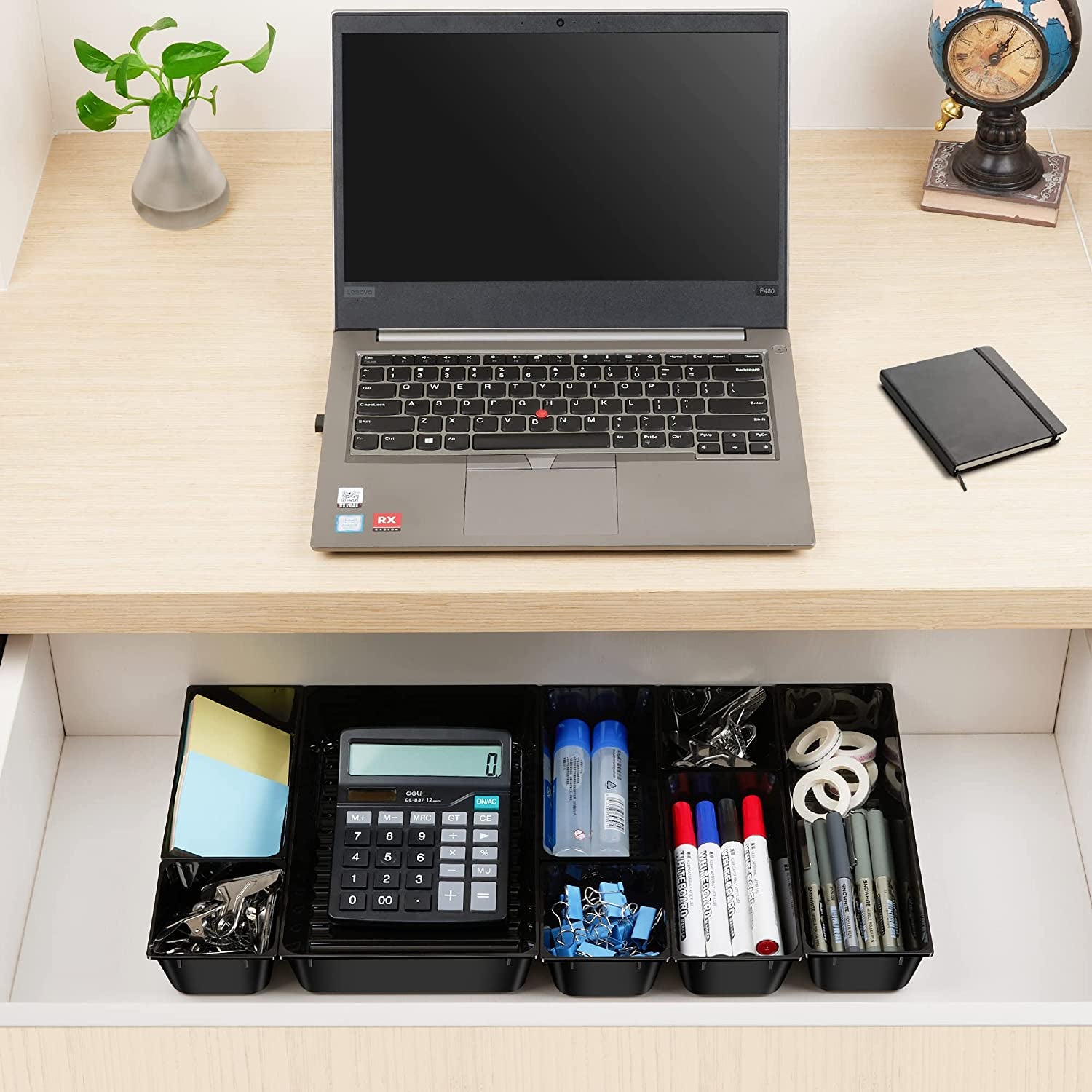 23 Pack Desk Drawer Organizers, 4 Sizes Office Desk Organizer Tray Bins, Office Organizer with Non-Slip Pads for Home Organization and Storage