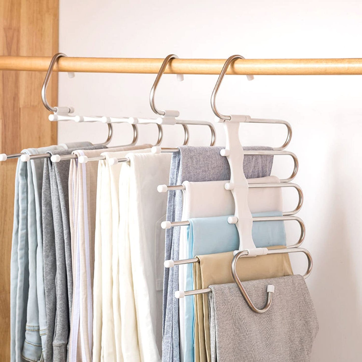 Pants Hangers 2 Pack Space Saving Metal Closet Organizer