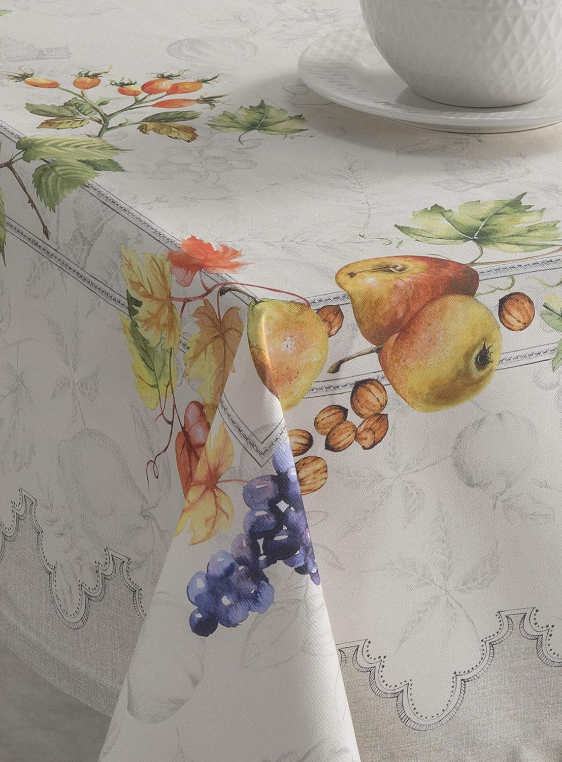 Table Cloth Rectangle Table 100% Cotton 54 X 72 Inches Tablecloth Reusable Decorative Everyday Use for Dining Room, Farmhouse, Home, Party, Festive & Wedding - Fruit D'Hiver