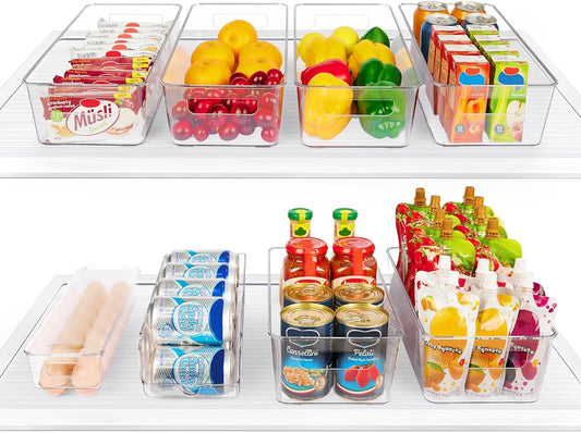 Set of 8 - Refrigerator Organizer Bins with Handles