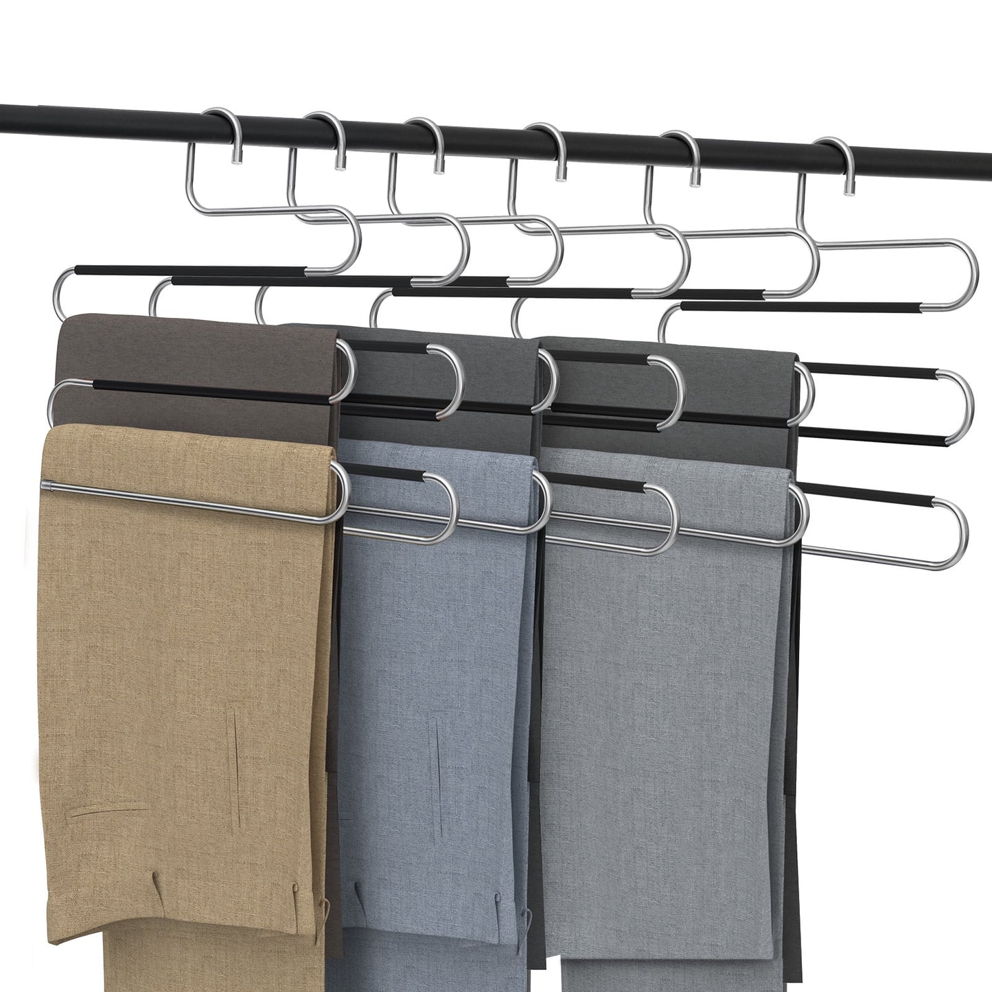  6Pcs Stainless Steel Pants Hangers Space Saving 