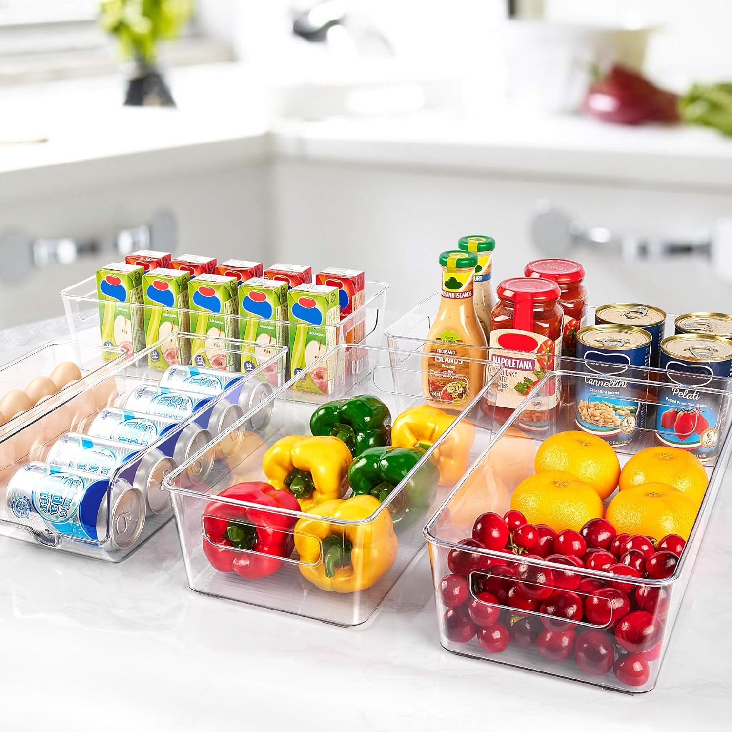 Set of 8 - Refrigerator Organizer Bins with Handles